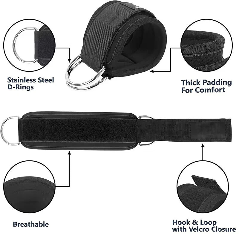 Padded Ankle Straps for Cable Kickbacks & Lower Body Training