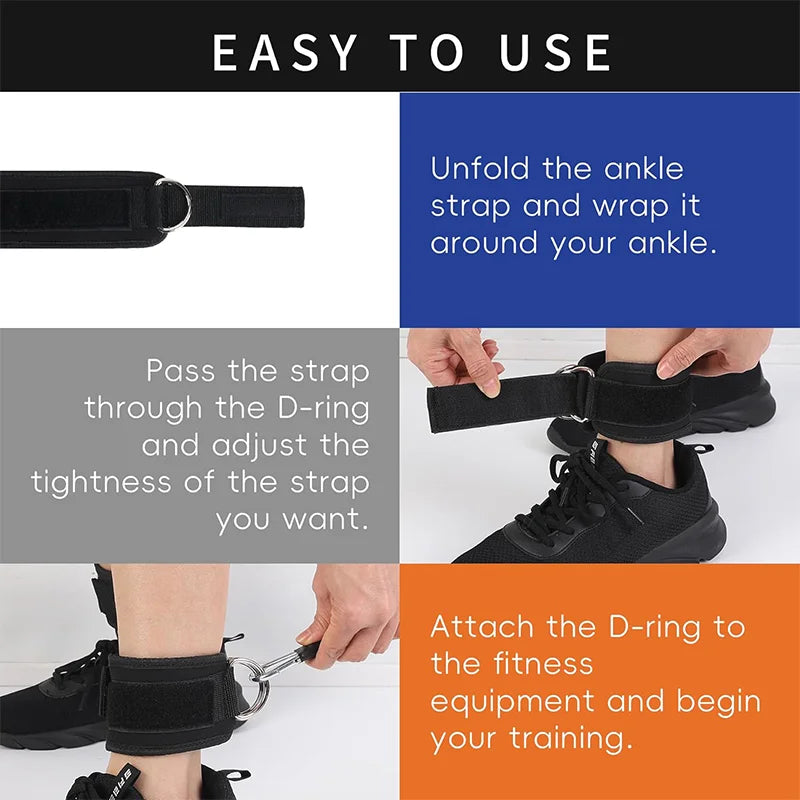 Padded Ankle Straps for Cable Kickbacks & Lower Body Training